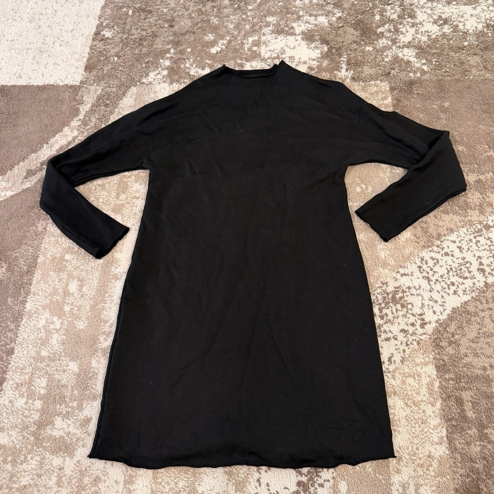 Frank & Eileen Shirt Dress Womens Medium Black Long Sleeve French Terry Izzie